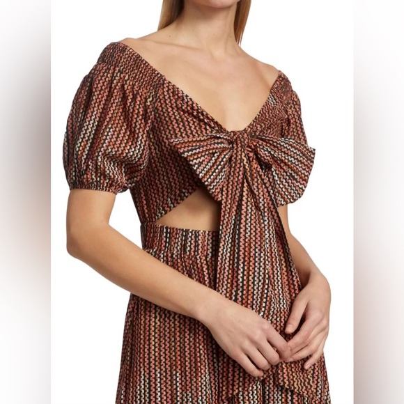 NWT $495 Ramy Brook - MEGAN DRESS Brown Maxi Dress with Bow Detail size XS - Picture 5 of 15